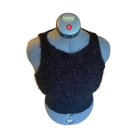 Black sparkly boat neck 90s top - Picture 2 of 12